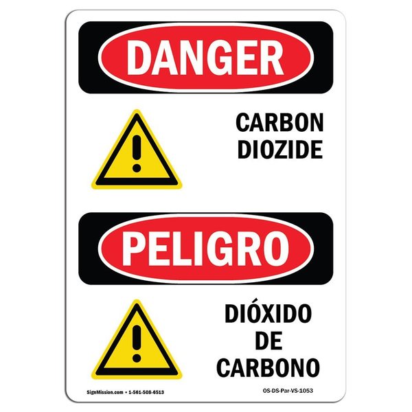 Signmission Safety Sign, OSHA Danger, 14" Height, Aluminum, Carbon Dioxide Bilingual Spanish OS-DS-A-1014-VS-1053